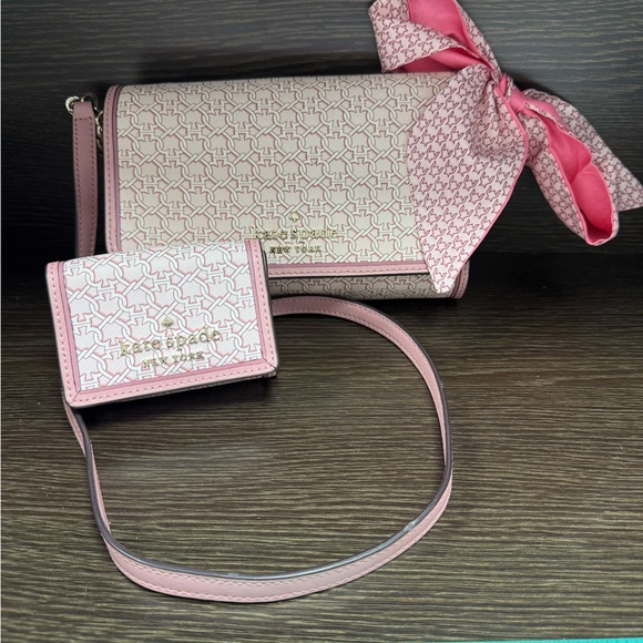 kate spade Handbags - Kate Spade Pink and Cream Crossbody Bag with Wallet